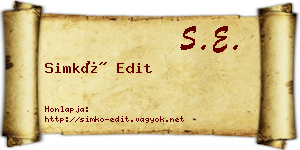 Simkó Edit névjegykártya